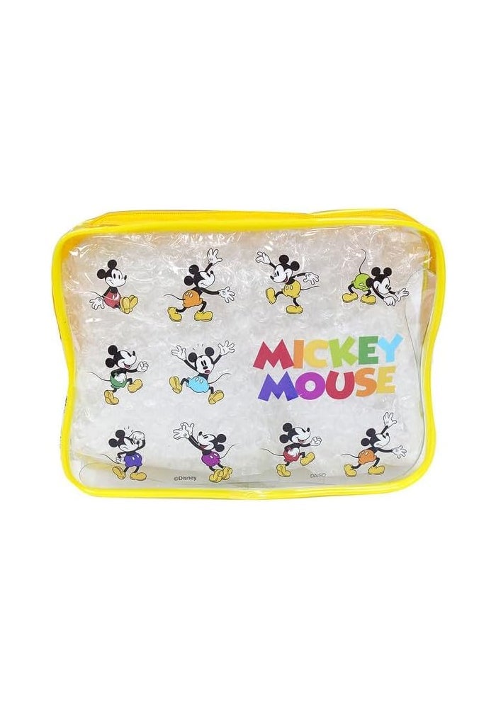 DAISO Mickey Mouse Vinyl Pouch with Gusset - Yellow/Polka Dot - Image 1